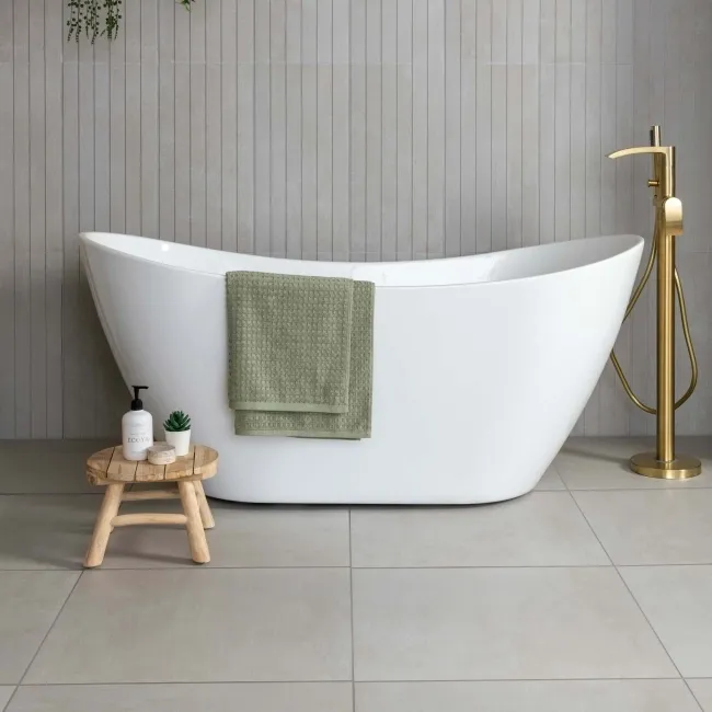 Genoa White Matt Concrete Effect Wall and Floor Tiles 585x585
