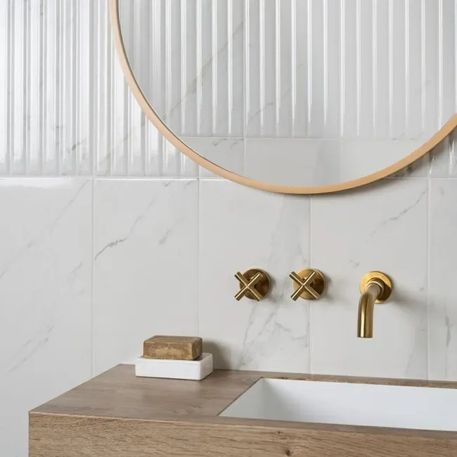 Raffinato White Carrara Marble Effect Stripe Ceramic Wall  Tiles