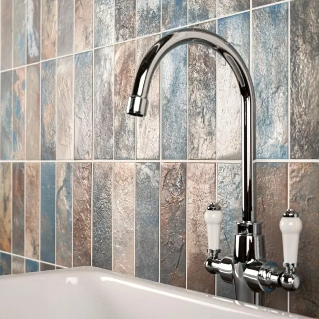 Raku Glazed Multi Coloured Ceramic Wall Tiles