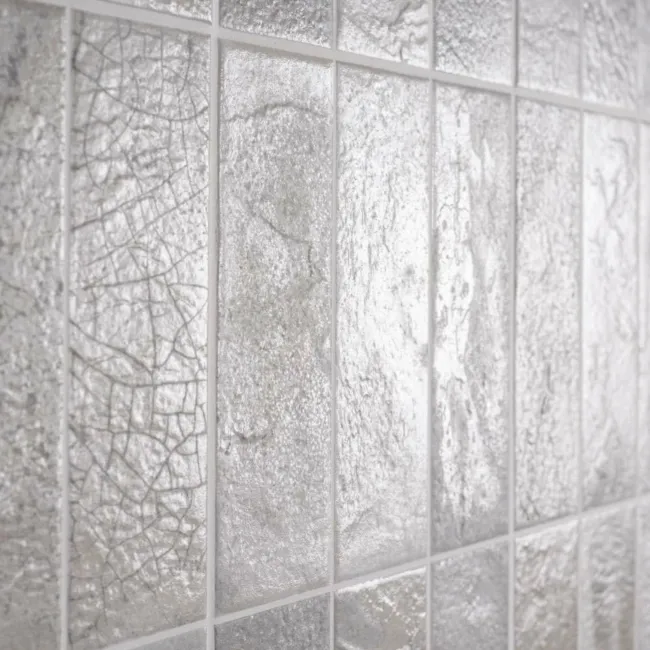 Raku Silver Grey Ceramic Brick Effect Wall Tiles