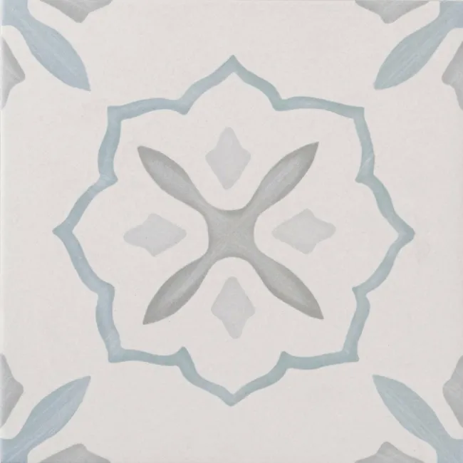 Blossom Cross Blue Matt Pattern Wall and Floor Tiles