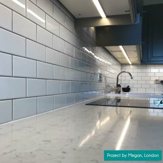 Whitechapel Gloss Flat White Mini Metro Tiles