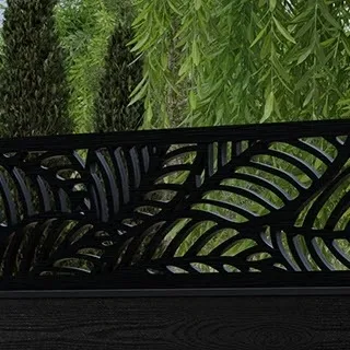 LuxeLine Composite Fence Panel Black 6ft High - Jungle Decorative Screen with Aluminium Post
