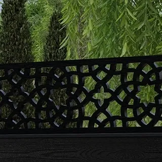 LuxeLine Composite Fence Panel Black 6ft High - Moroccan Decorative Screen with Aluminium Post