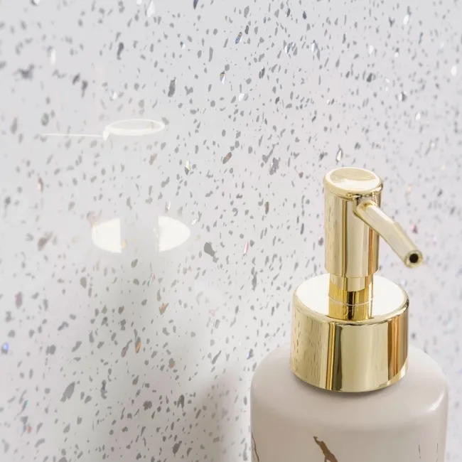Trepanel Aqua® White Sparkle Quartz Effect PVC Shower Wall Panel