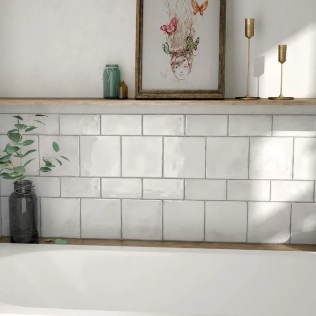 Chesham White Rustic Gloss Metro Wall Tiles 150x75