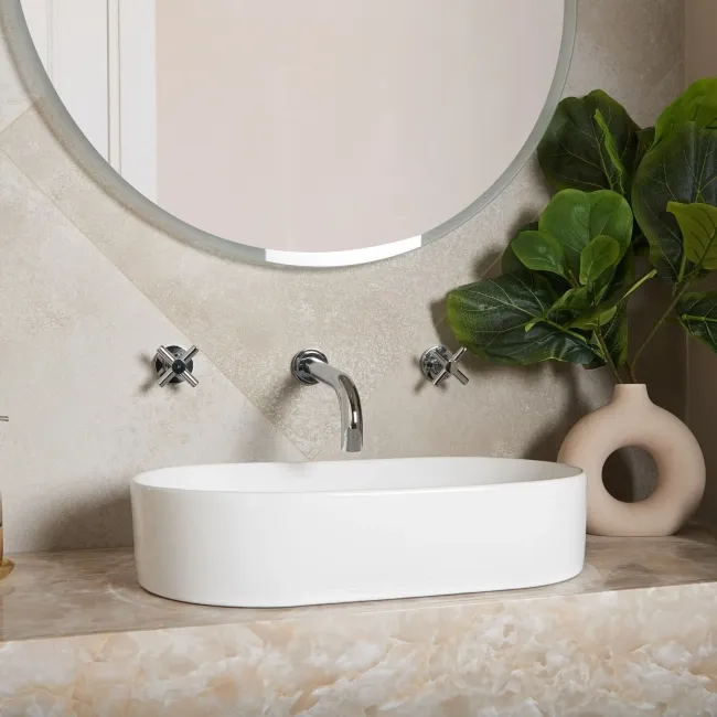 Yuri® Sand Beige 90% Recycled Stone Effect Tiles