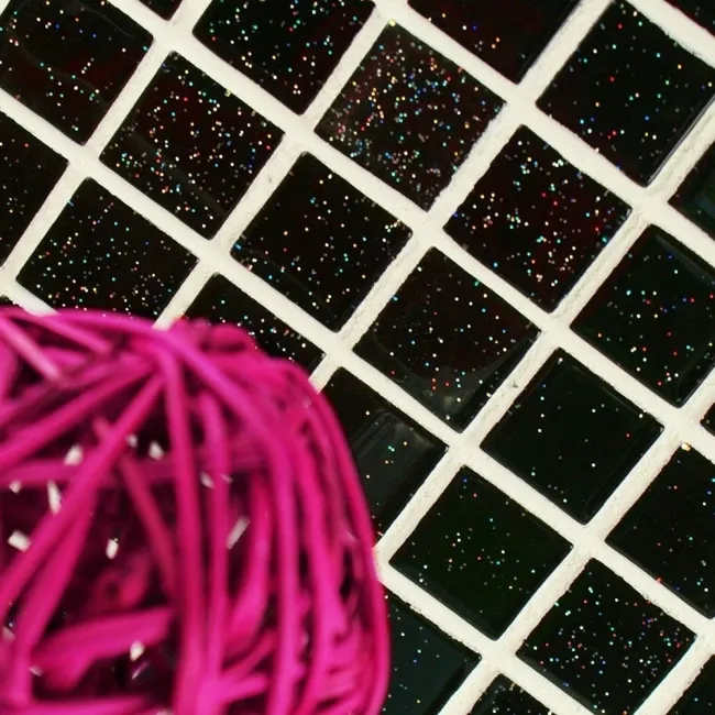 Solar Glass Black Sparkle Mosaic Tiles