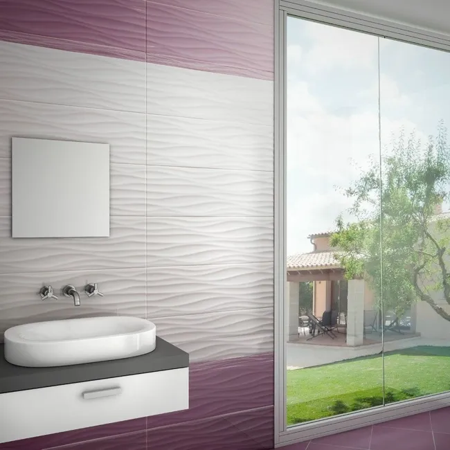 Talasni White Gloss Wave Effect Pattern Wall Tiles