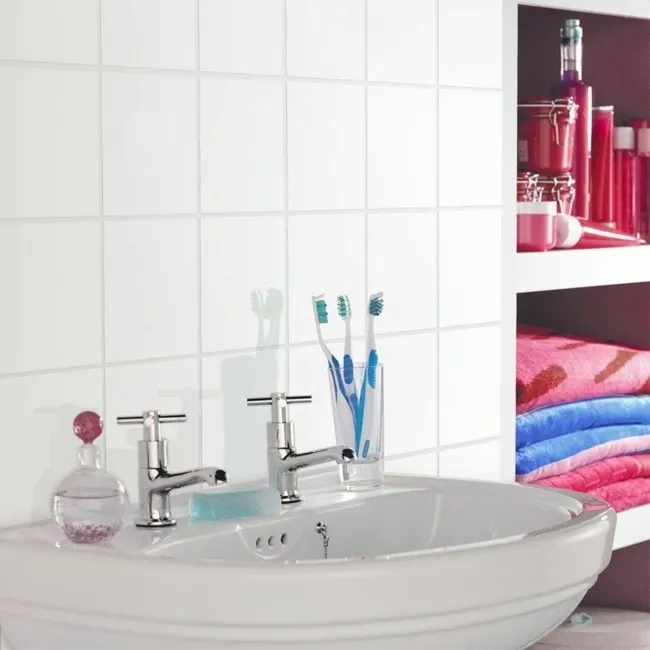 Marvel White Gloss Small Plain Wall Tiles