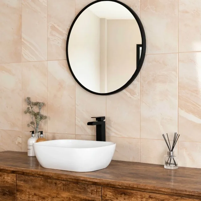 Mediterranean beige Ceramic Gloss Marble Effect Wall Tiles