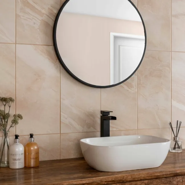 Mediterranean beige Ceramic Gloss Marble Effect Wall Tiles