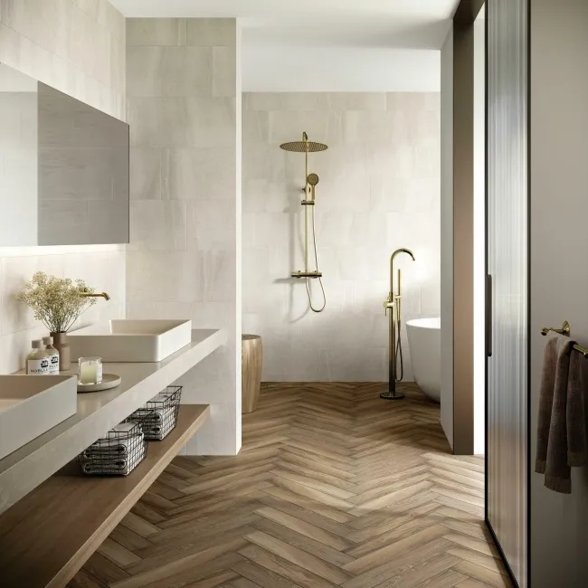Serenity White Rectified Matt Stone Effect Tile 600x300