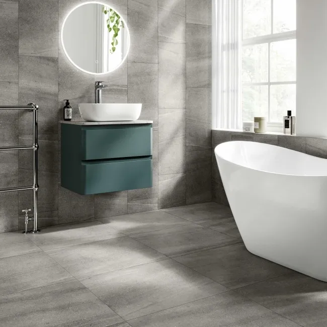 Serenity Grey Rectified Matt Stone Effect Tile 600x300
