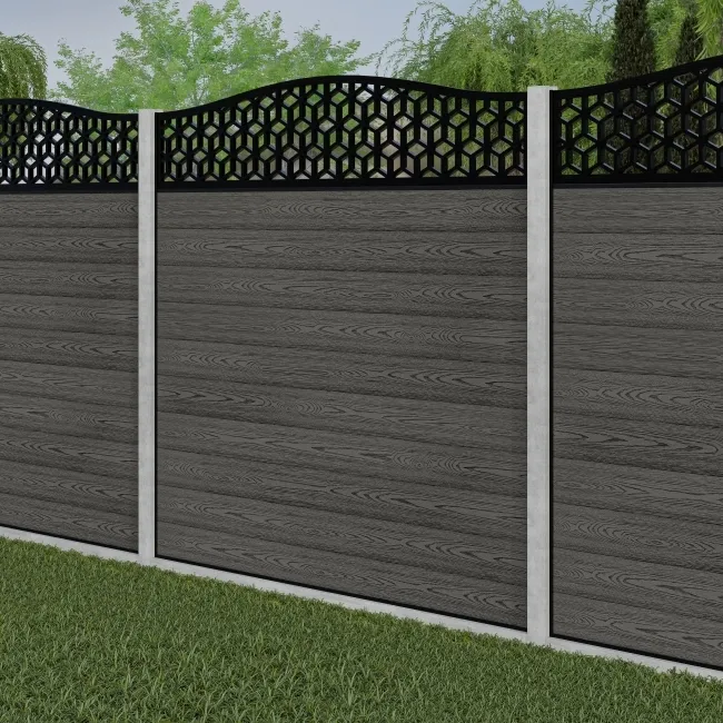LuxeLine Composite Fence Panel Light Grey - Geometric Decorative Screen for Own Post