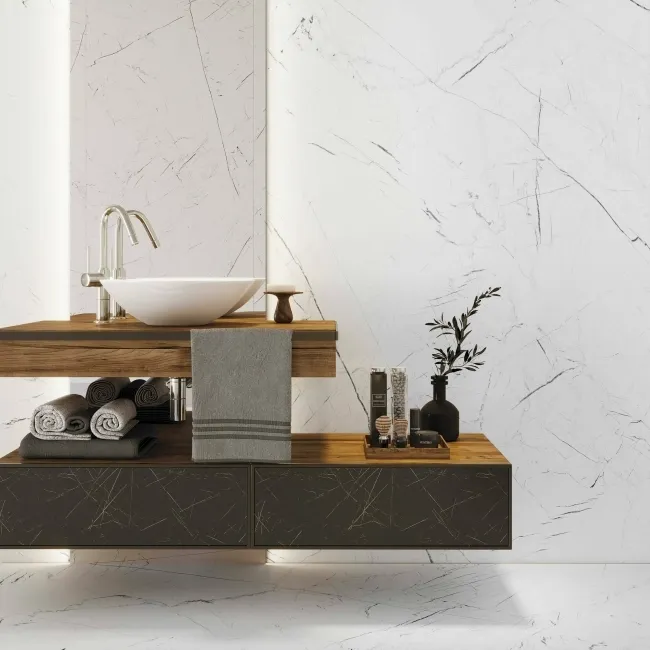Eterna Marble White Marble Effect Wall and Floor Tiles