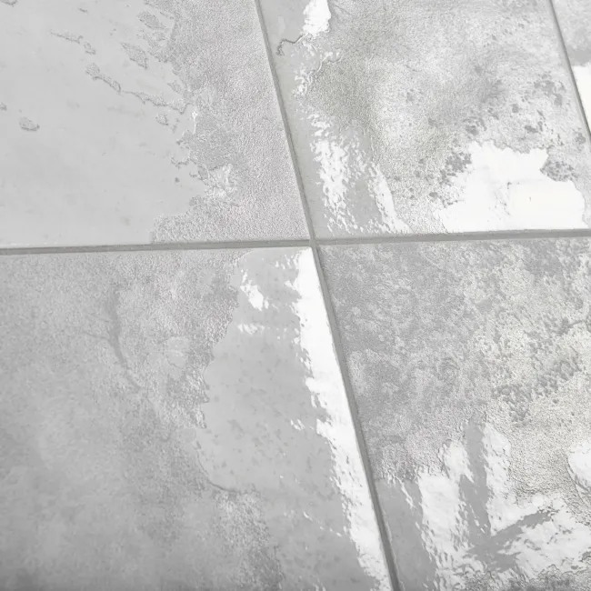 Raku Square Silver Grey Gloss Patterned Wall Tiles