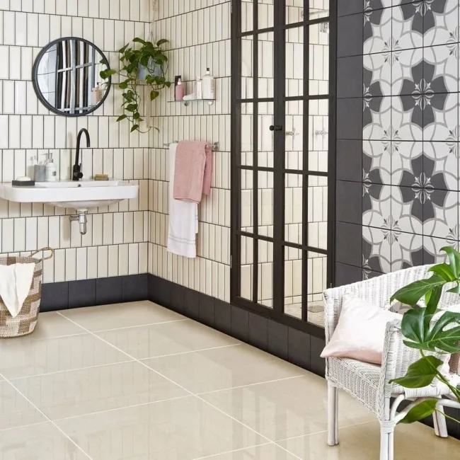 Salon Porcelain Bone White Polished Stone Effect Floor Tiles
