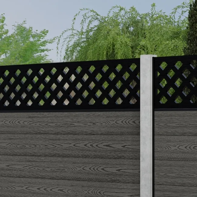 LuxeLine Composite Fence Panel Light Grey - Lattice Decorative Screen for Own Post