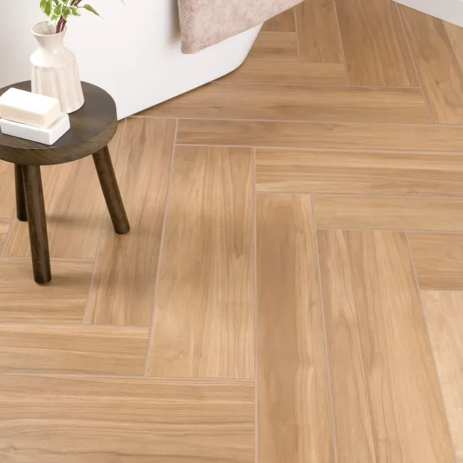 Heartwood Honey Brown Matt Rectified Wood Effect Floor Tiles 888x145