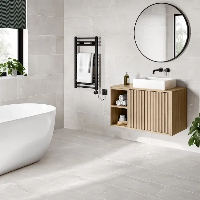 Cimento Light Bone Grey Concrete Effect 300x600 Wall and Floor Tile