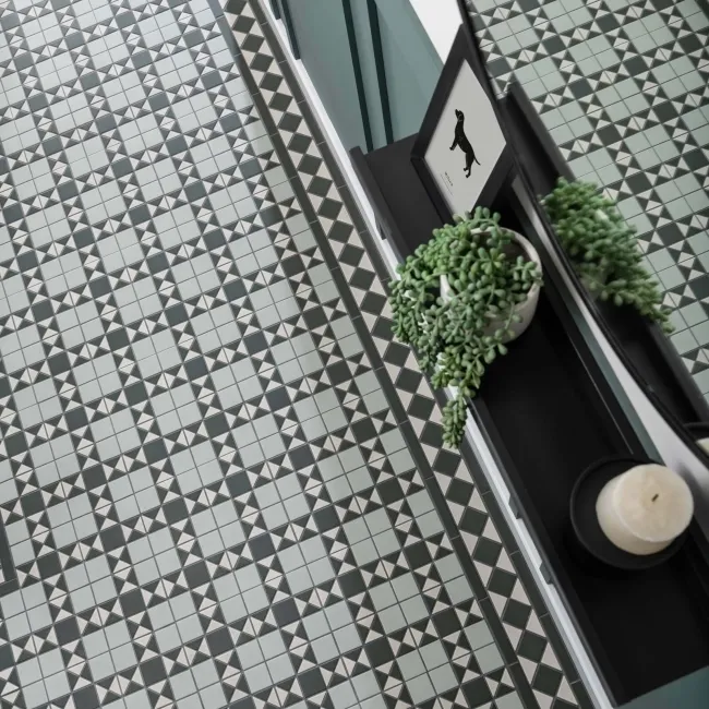 Churchill Mixed Green Mosaic Victorian Matt Tiles