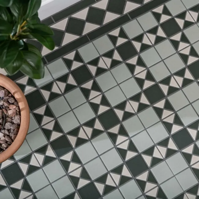 Churchill Mixed Green Mosaic Victorian Matt Tiles