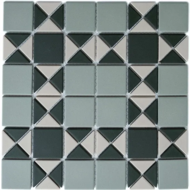 Churchill Mixed Green Mosaic Victorian Matt Tiles
