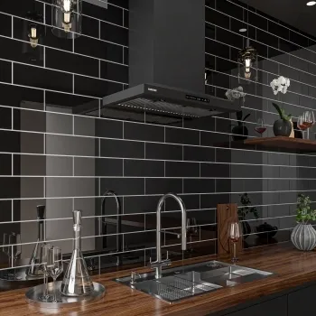 Black Gloss Linear Tiles