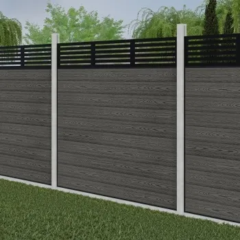 LuxeLine Composite Fence Panel Light Grey - Slat Decorative Screen for Own Post