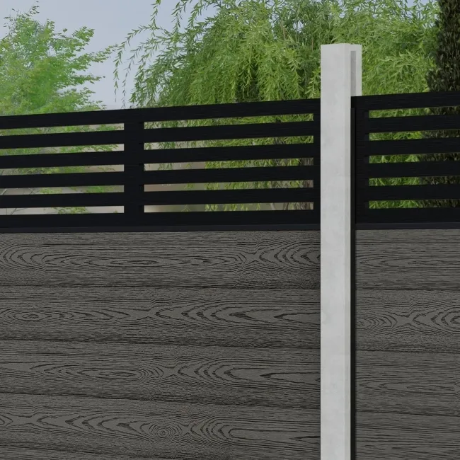 LuxeLine Composite Fence Panel Light Grey - Slat Decorative Screen for Own Post
