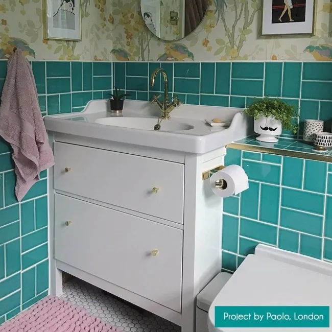 Antique Monceau Teal Green Gloss Flat Crackle Metro Wall Tiles