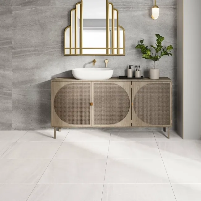 Serenity Grey Rectified Matt Stone Effect Tile 1200x600