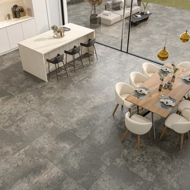 Gravity Dark Grey Matt Stone Effect 800x800 Floor Tiles