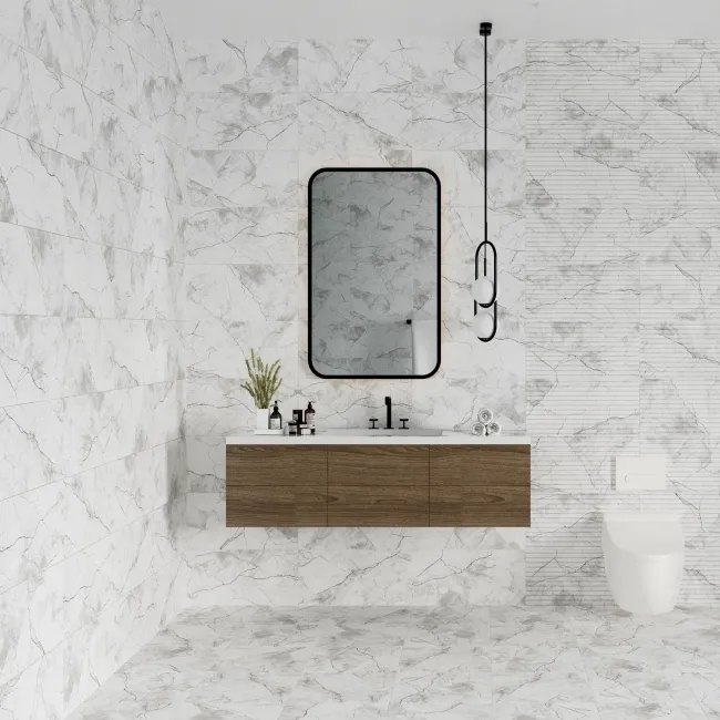 Clovelly White Carrara Marble Effect Matt Wall Tiles
