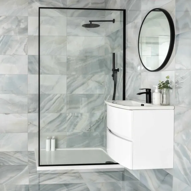 Lustra Blue Marble Effect Porcelain Tiles 600x300