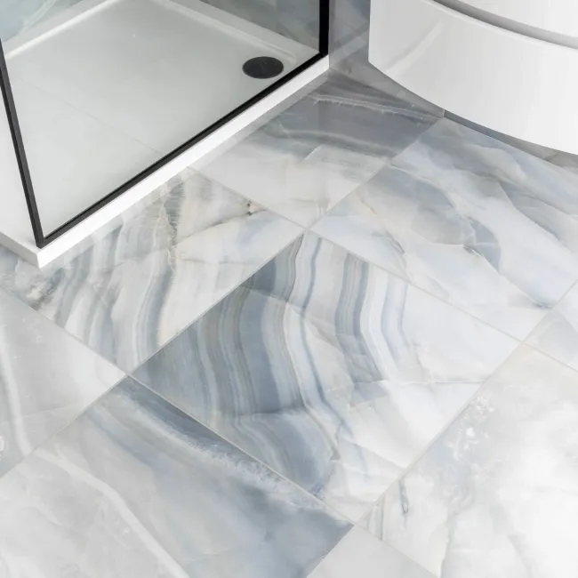 Lustra Blue Marble Effect Porcelain Tiles 600x600
