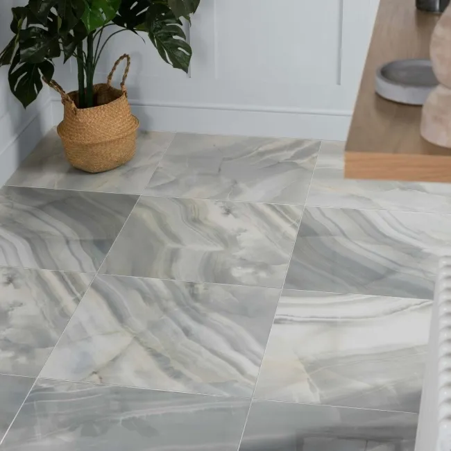 Lustra Blue Marble Effect Porcelain Tiles 600x600