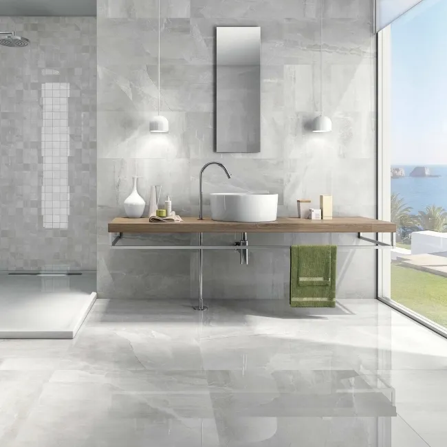 Kashmir Perla Grey Matt Marble Effect Porcelain Tiles 600x300
