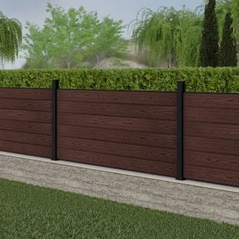 LuxeLine® Walnut Composite Fence Panel with Aluminium Post 3ft