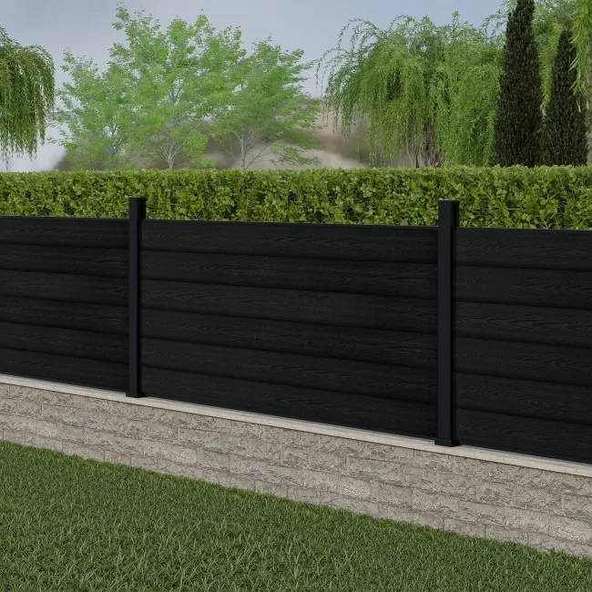 LuxeLine® Black Composite Fence Panel with Aluminium Post 3ft