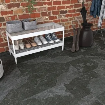 Lockstone Shadow Black Matt Slate Effect Wall and Floor Porcelain Tiles