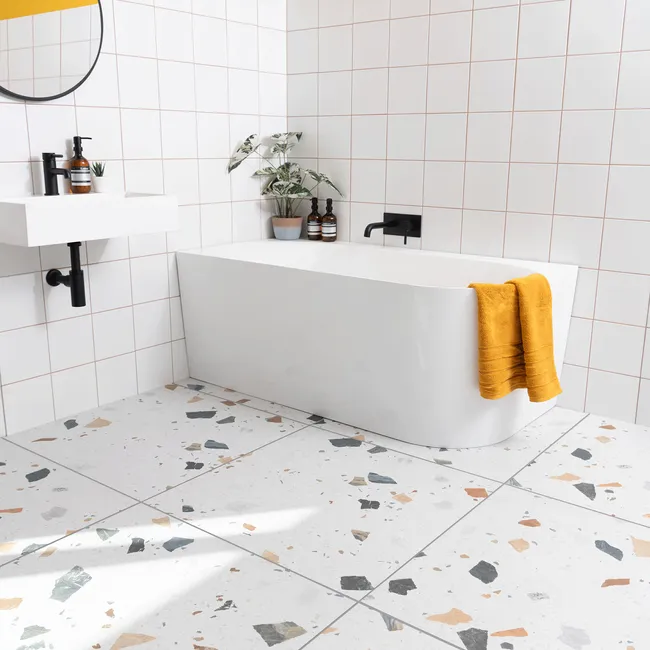 Sorrento White Matt Terrazzo Effect Wall and Floor Tile