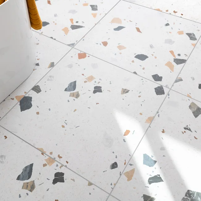 Sorrento White Matt Terrazzo Effect Wall and Floor Tile