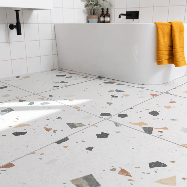 Sorrento White Matt Terrazzo Effect Wall and Floor Tile