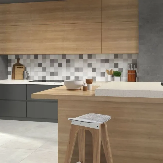 Uptown RLV Cold Light Grey Concrete Effect Ceramic Tiles