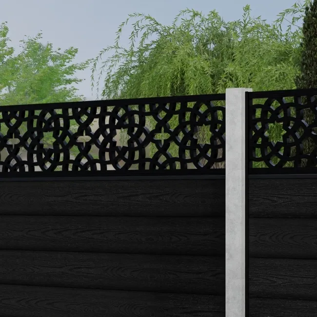 LuxeLine Composite Fence Panel Black - Moroccan Decorative Screen for Own Post