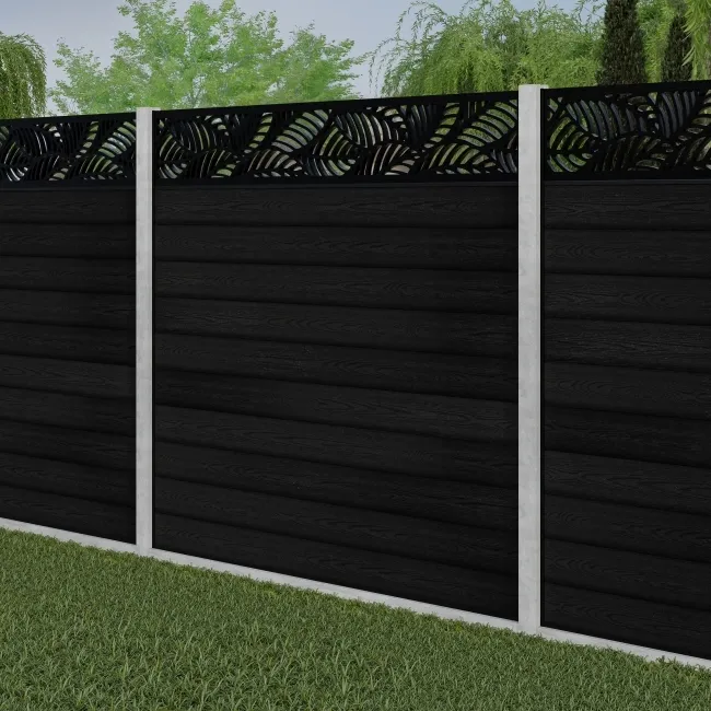 LuxeLine Composite Fence Panel Black - Jungle Decorative Screen for Own Post