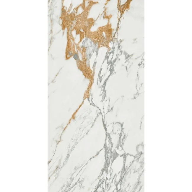 Deluxe Gold Leaf Ultra Porcelain Gloss White Marble Effect Tiles