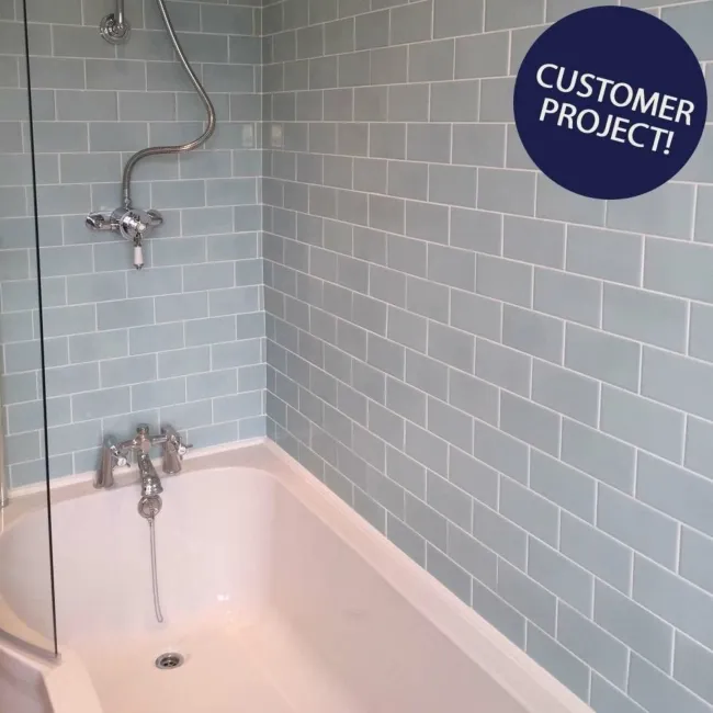 Antique Les Sablons Ceramic Gloss Blue Flat Crackle Metro Tiles